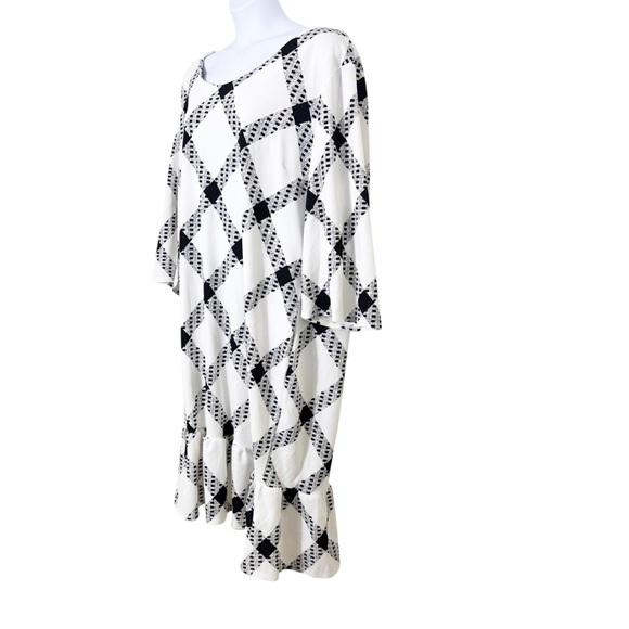Ashley Stewart Black & White Gingham Ruffle Hem Midi Dress NWT Size 34/36 - Picture 4 of 9